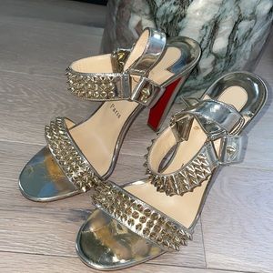 Christian Louboutin gold spike sandals size 38 1/2